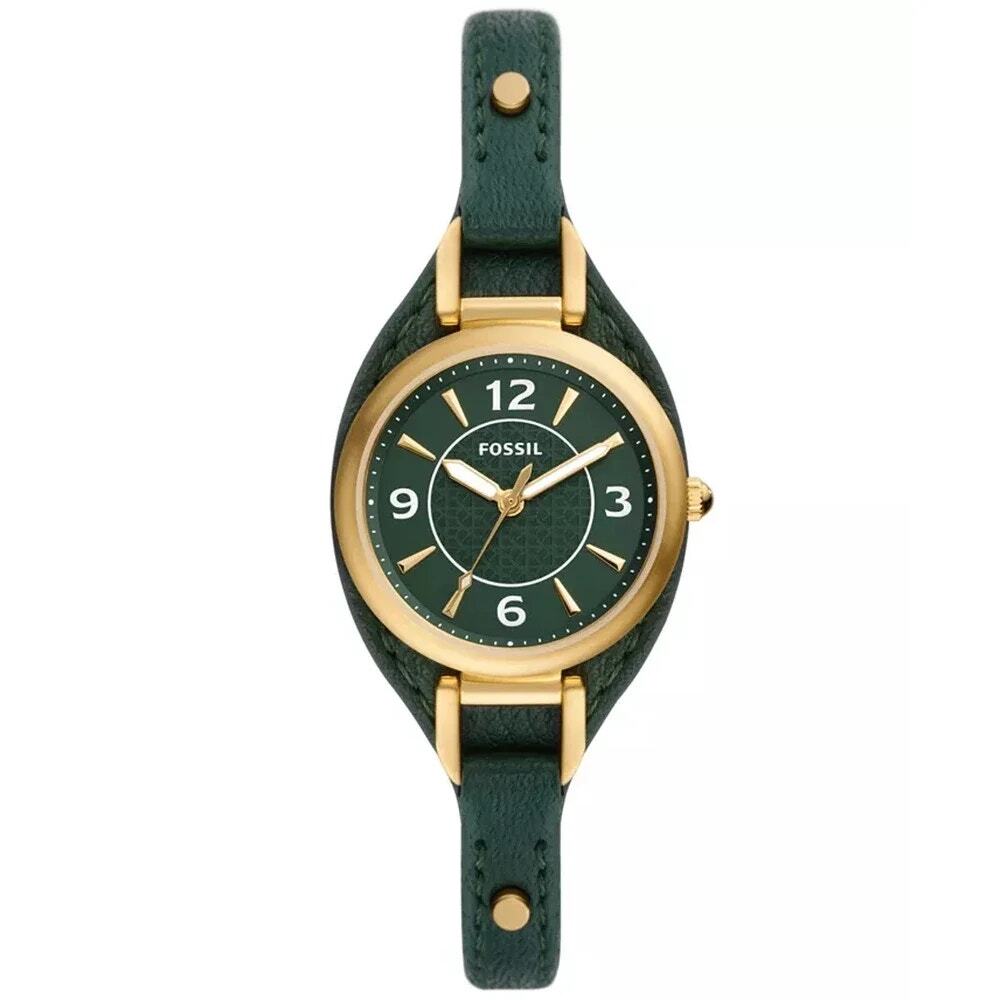 Fossil Carlie Three Hand 28mm Green LiteHide Leather Watch 28mm Everyday Wear